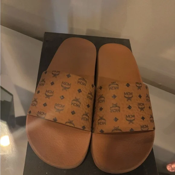 MCM | Shoes | Mcm Tan Logo Slide Sandals | Poshmark display picture 2